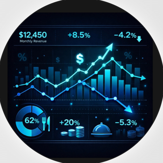 Restaurant Profit & Performance Analysis Restaurant performance dashboard showing revenue growth, cost control and profit analysis by FoodOps
